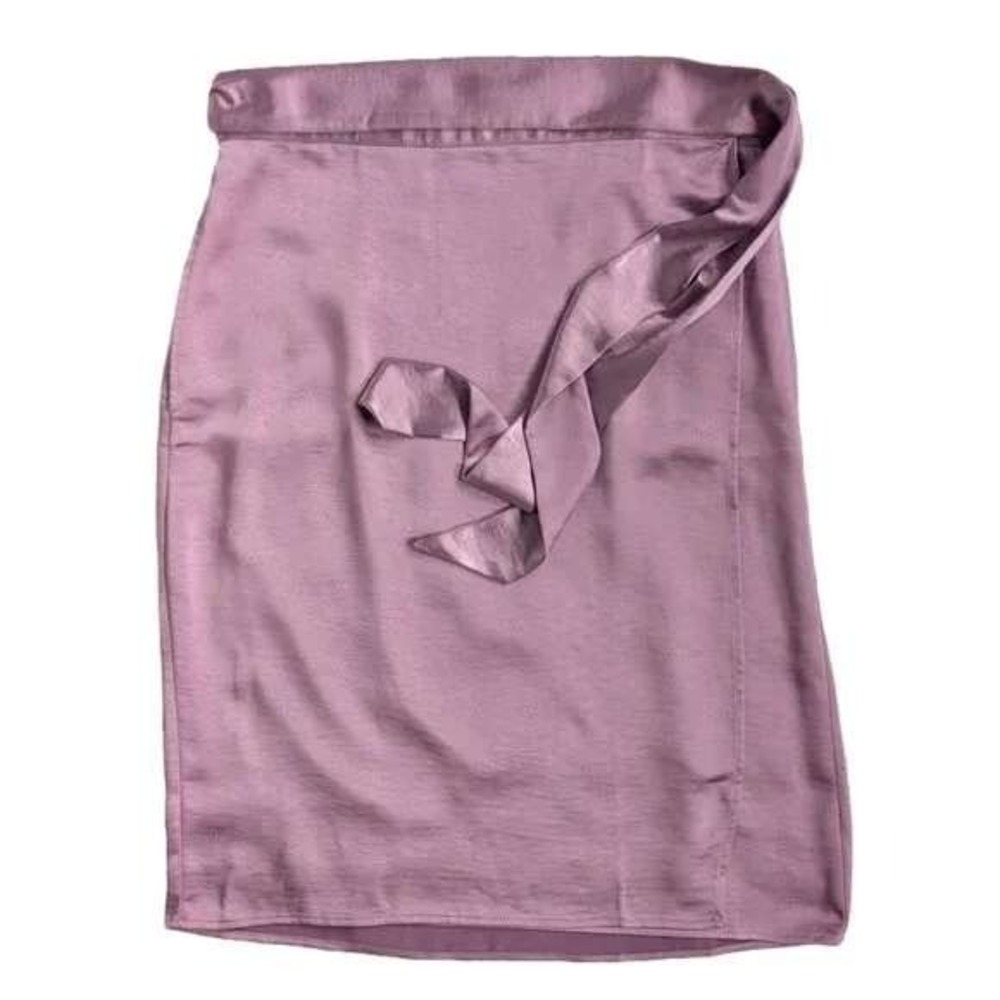 Wildfang The Empower Satin Wrap Skirt Women's S Mauve Purple Mini Tie Waist